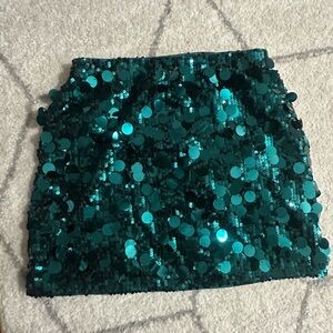 Sequin Teal Mini Skirt
